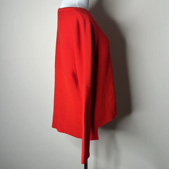 Helmut Lang Orange Wool Rib High Low Sweater - Picture 4 of 6